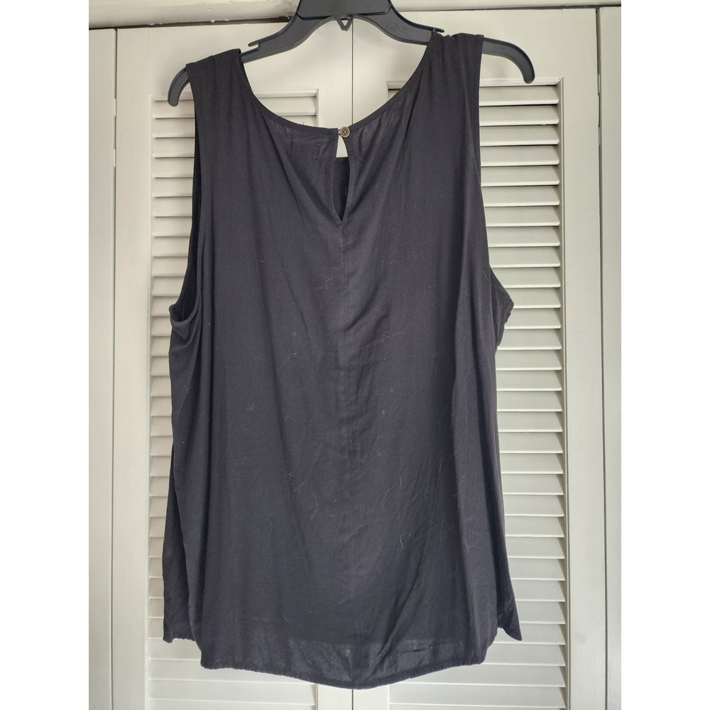 A.N.A. XXL Black Sleeveless Blouse Shell Top Keyhole Back Casual Layering Shirt - Picture 4 of 5